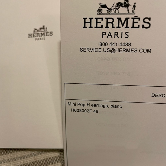 HERMES Mini H Pop Earrings (Blanc / Yellow Gold Plated) - Excellent Condition - Picture 5 of 6